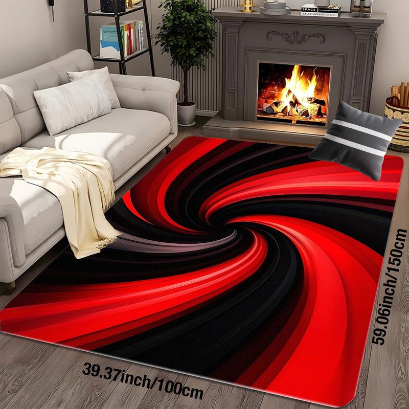 Printed Rug Abstract - Tapete Espiral Dinâmico em Flanela Impressa