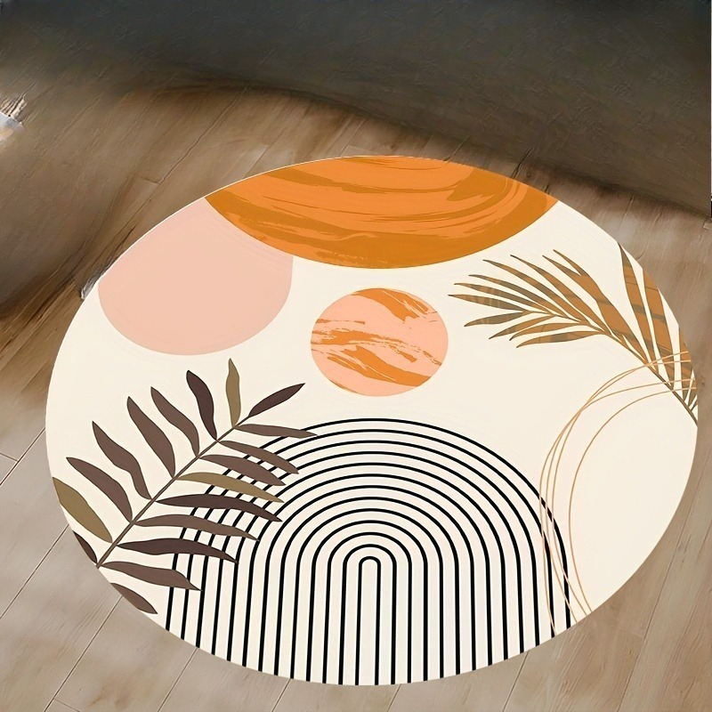Printed Rug Abstract - Tapete Circular Moderno de Meio Século,