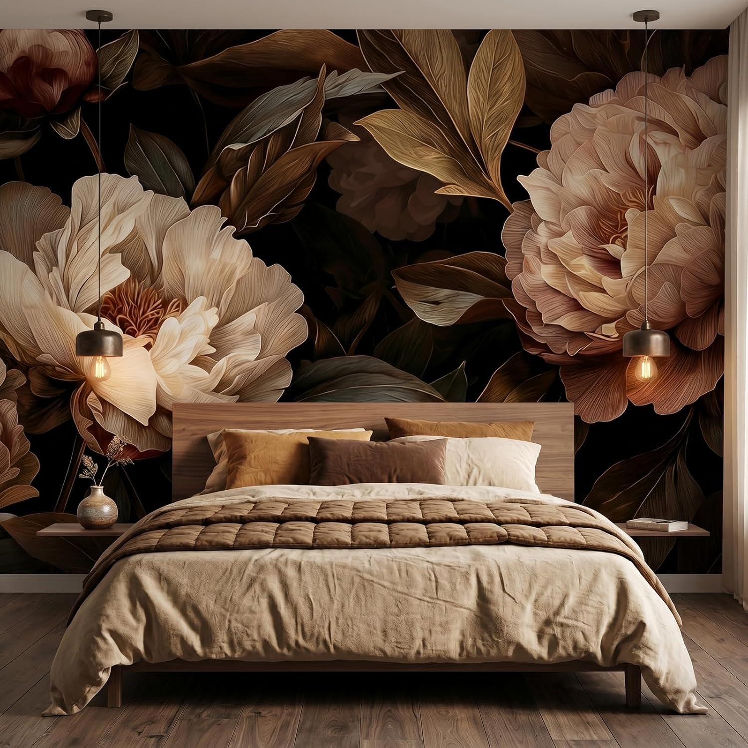 Interior Design Elegant - Tapeçaria Floral Elegante de Peônia para