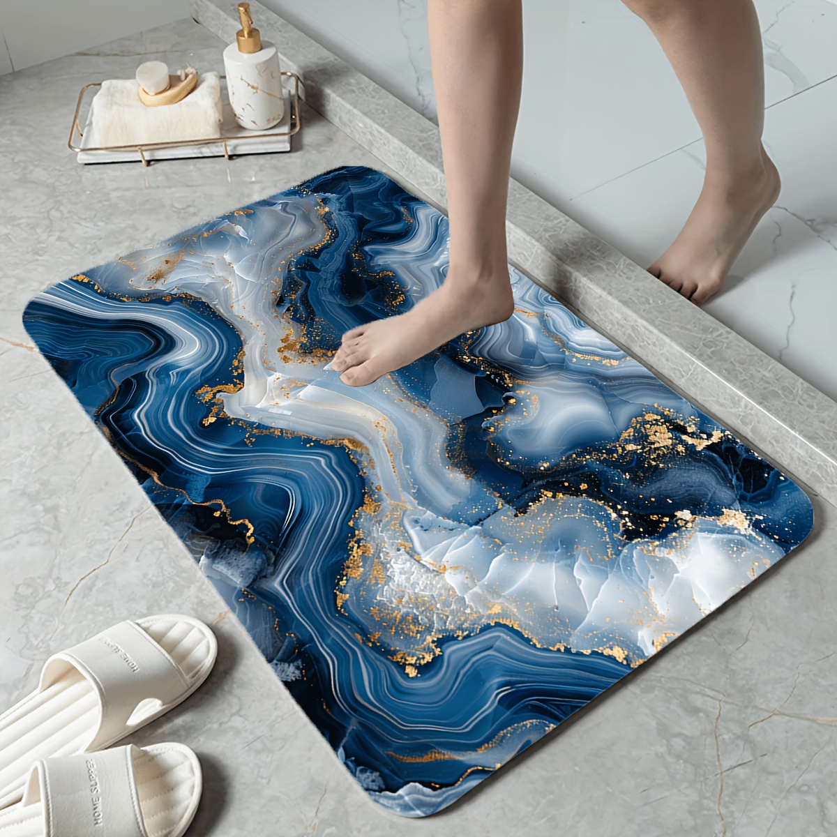 Printed Rug Abstract - Tapete de Banho com Estampa de