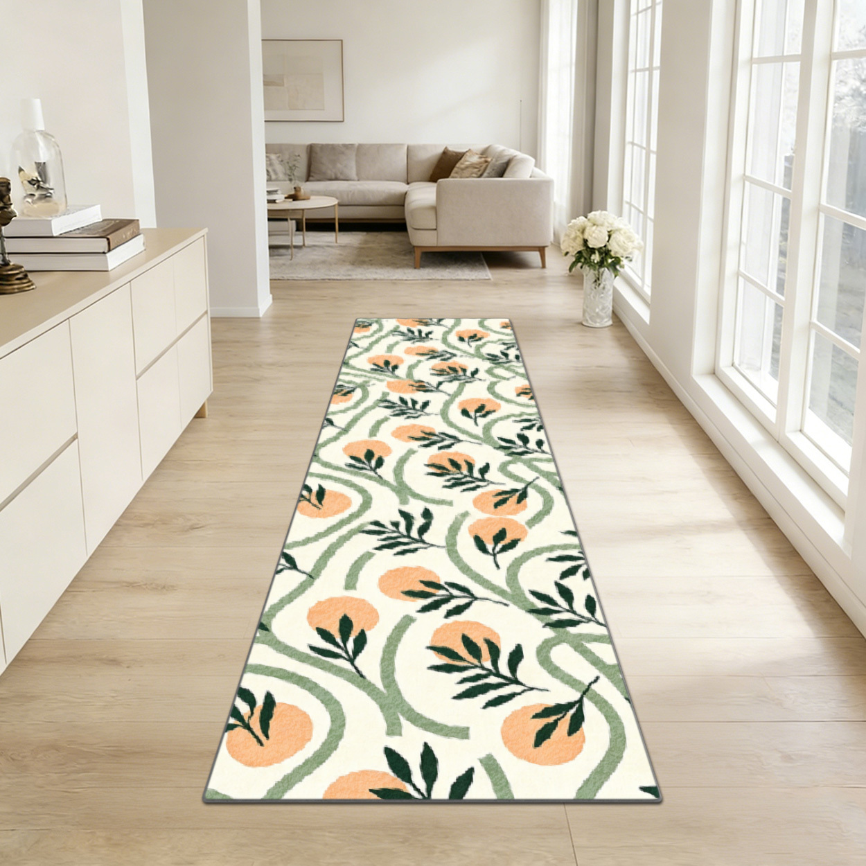 Printed Rug Abstract - Tapete Longo Estilo Boho com Estampa