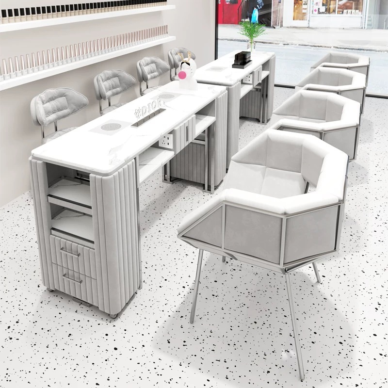 Interior Design Nail Salon - Luxo moderno bege móveis da arte