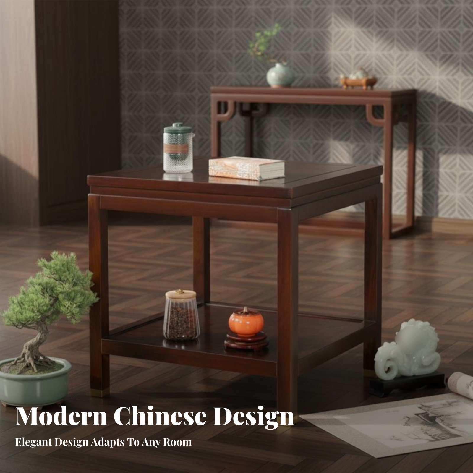 Interior Design Minimalist - Mesa Quadrada de Dois Níveis com