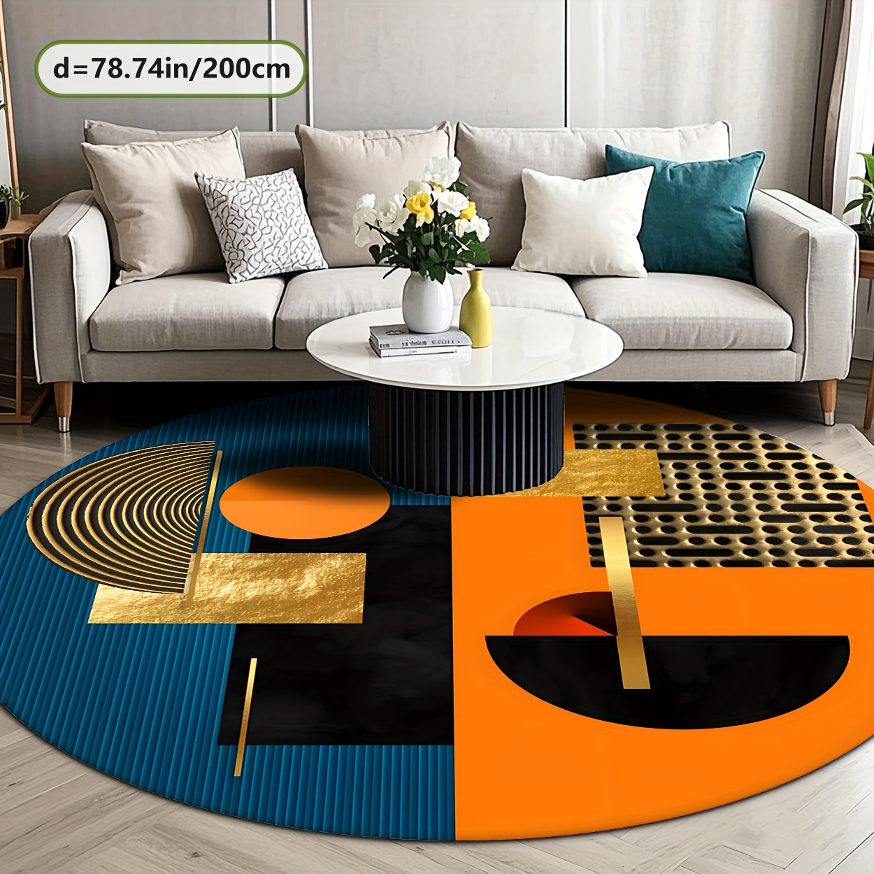 Tapete Redondo Luxuoso Abstrat - Printed Rug Abstract avaliação e preço