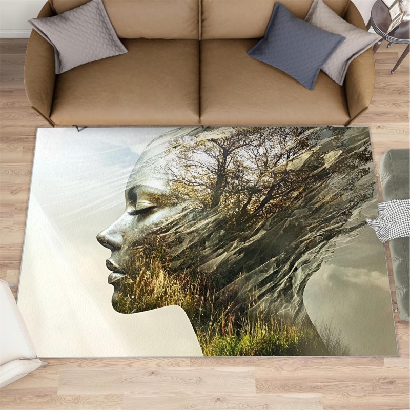 Tapete de Área Natureza Mulher - Printed Rug Abstract avaliação e preço